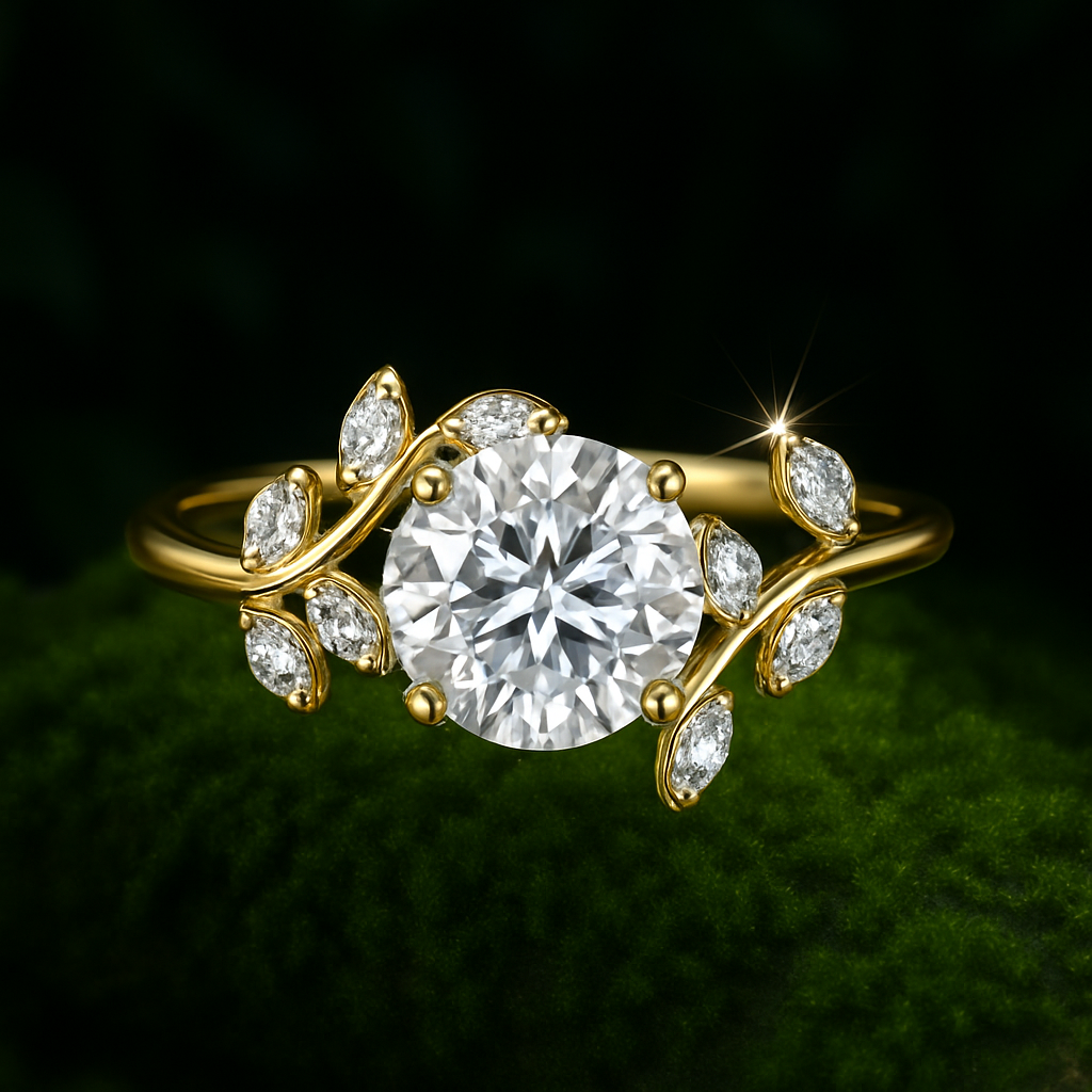 Nature-Inspired Birthstone & Diamond Engagement Ring