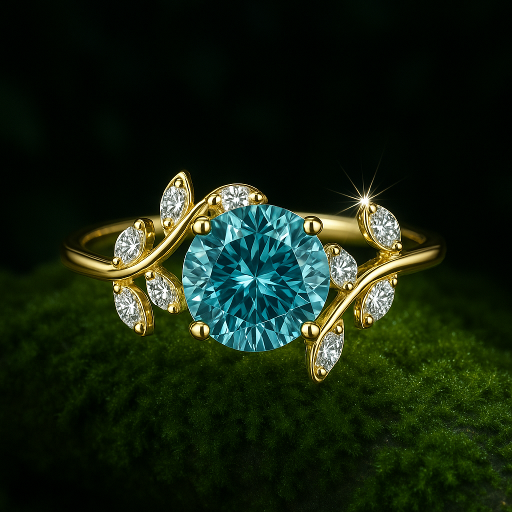 Nature-Inspired Birthstone & Diamond Engagement Ring